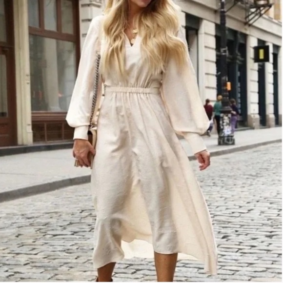 Vince Poet Midi Dress Cream Color Size S - Picture 4 of 4